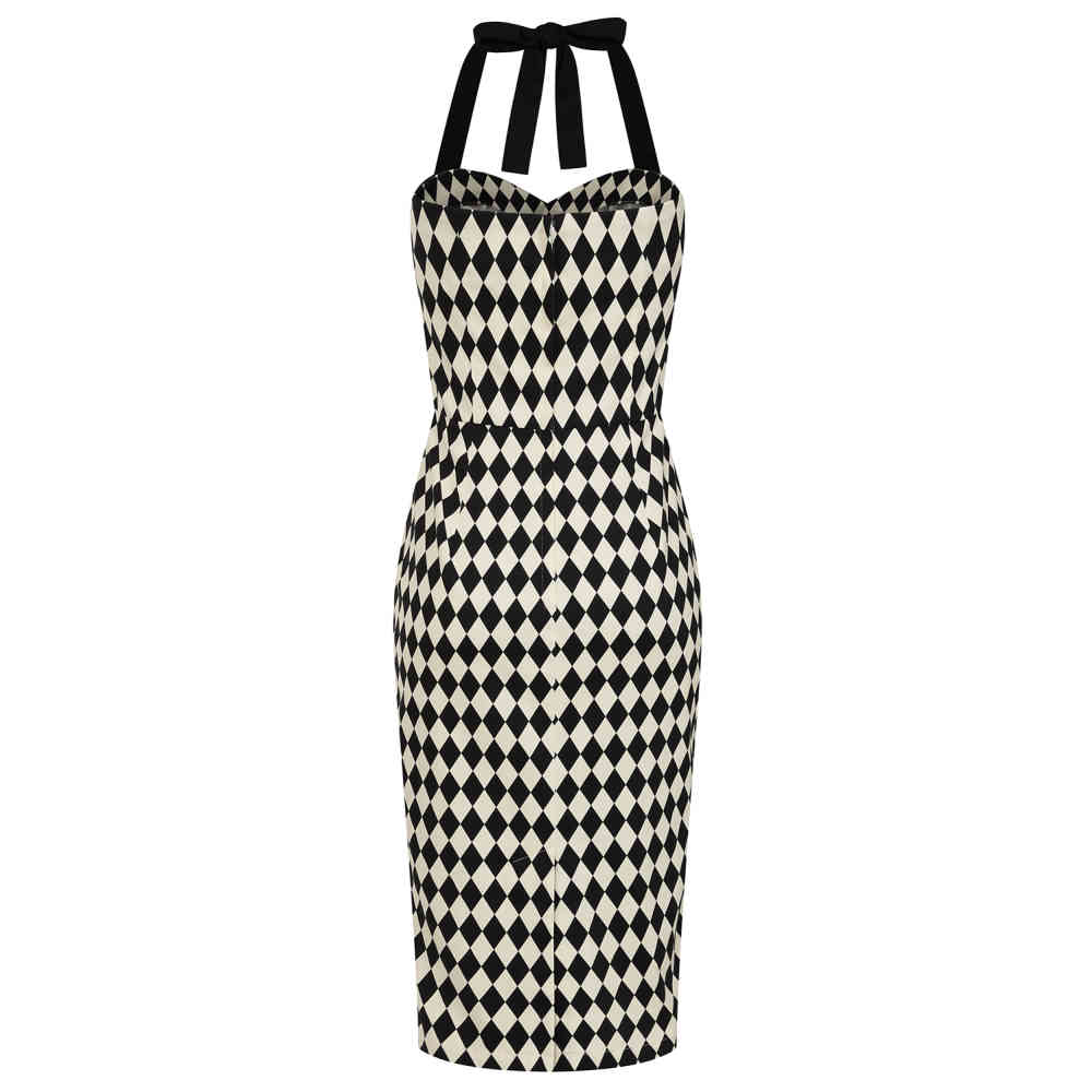 Banned - Rhona Harlequin Bleistift kleid - Schwarz/Weiß